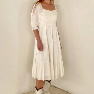 SMOCKED MIDI DRESS